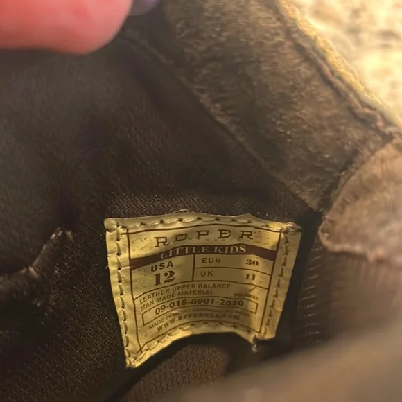 Little Girl Roper Belle Tan Cowboy Western Boots GUC sz 12 Leather Upper Balance - Picture 4 of 17